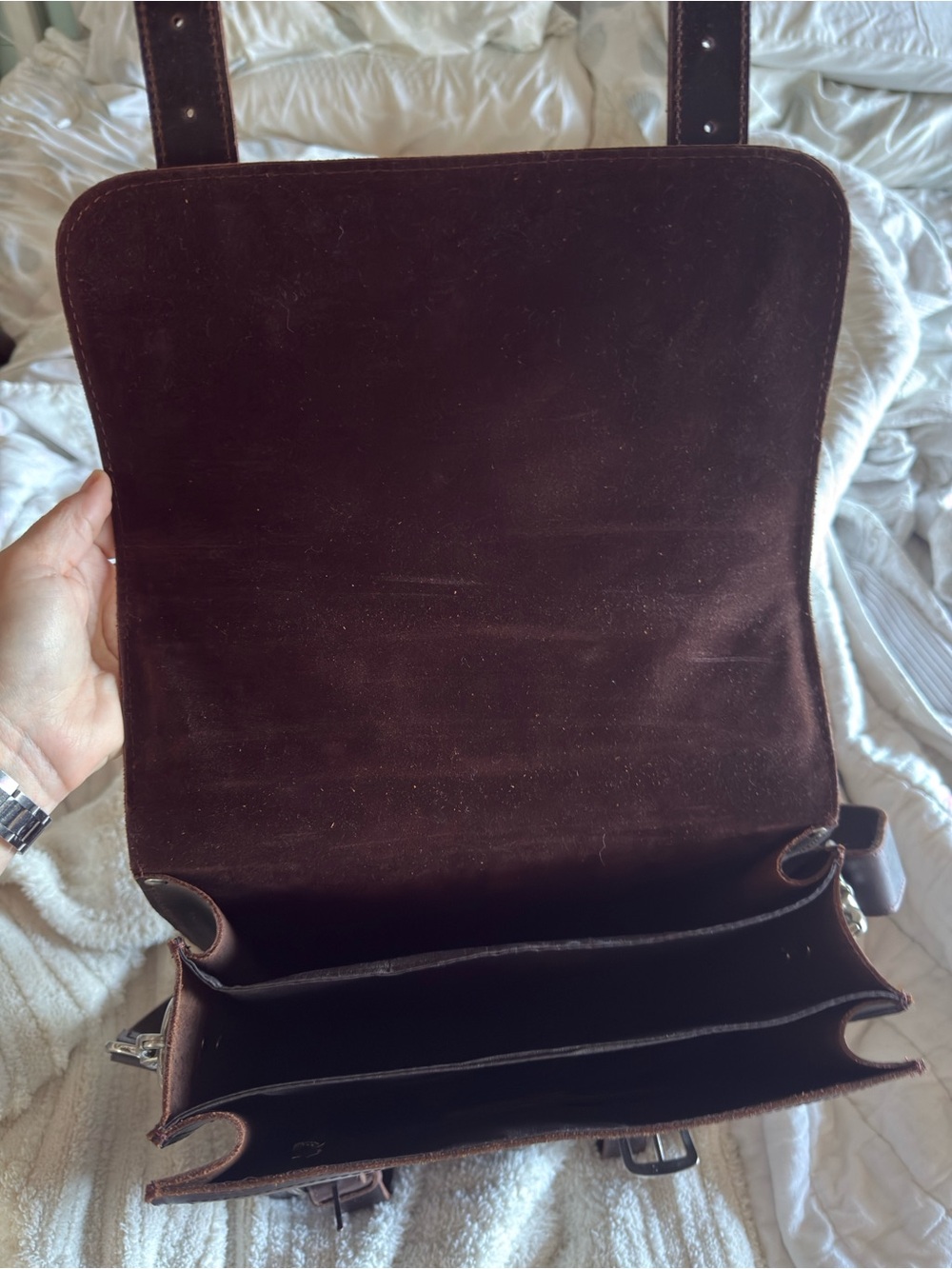 Brown Leather Backpack Satchel - Classic Vintage Style - Picture 3 of 6